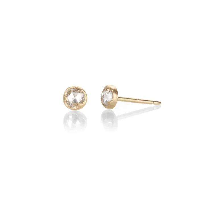 White Diamond Rose Cut Studs