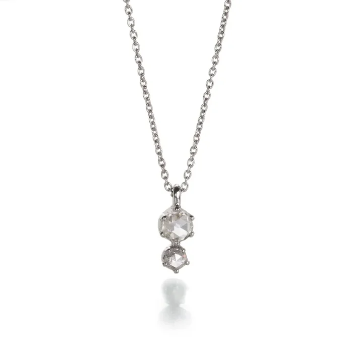 White Double Rose Cut Diamond Necklace