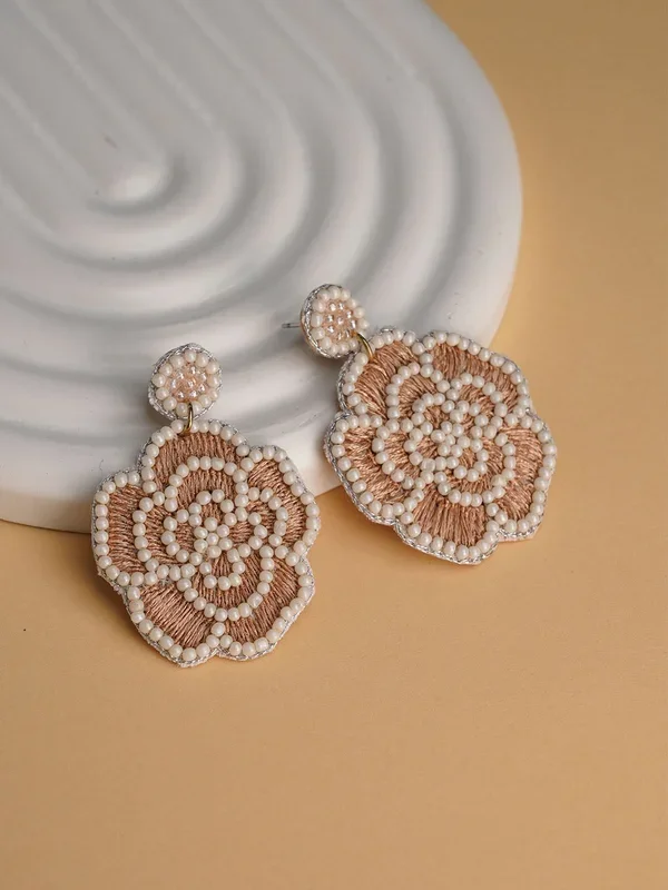 White Flower – Embroidery Earring