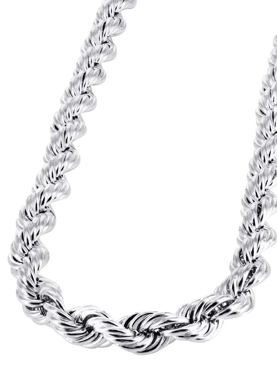 White Gold Chain – Womens Semi Solid Rope Chain 10K Gold