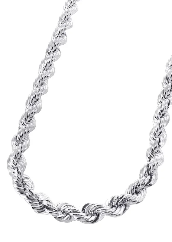 White Gold Chain – Womens Solid Rope Chain 10K Gold