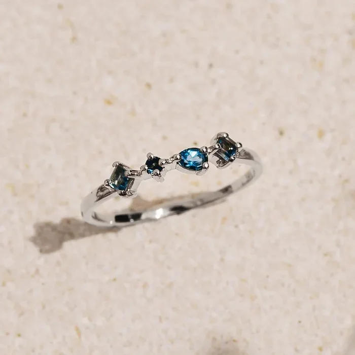 White Gold London Blue Topaz Ring – Ilse Luxe
