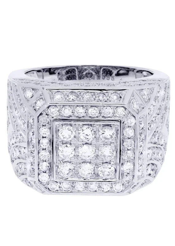 White Gold Mens Diamond Ring| 3.36 Carats| 16.25 Grams