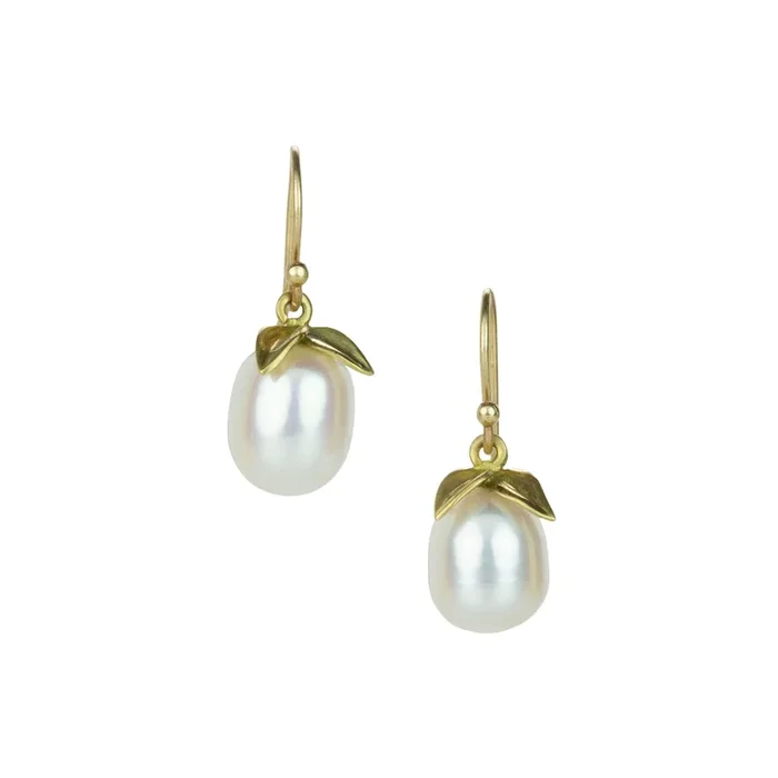White Pearl Pear Drop Earrings