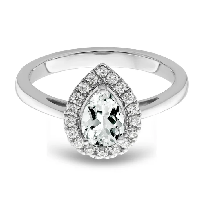 White Sapphire Diamond Halo Ring