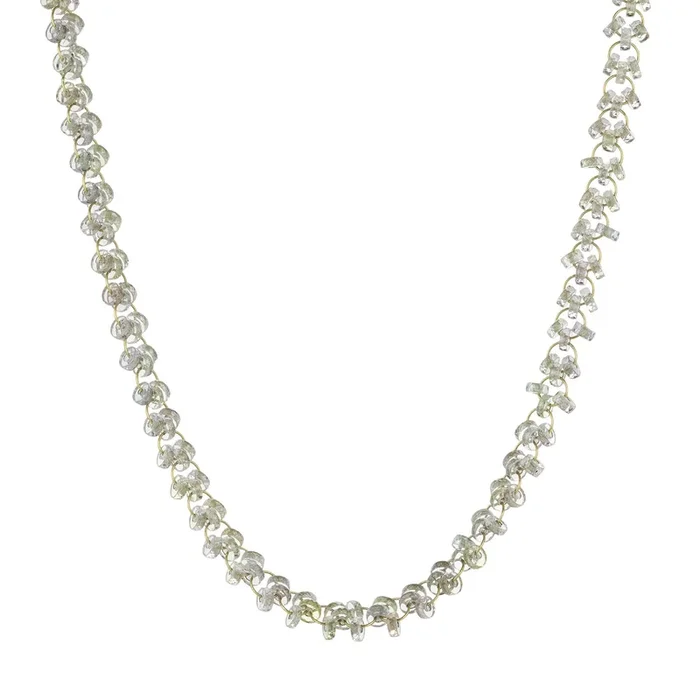 White Sapphire Rondelle Stone Link Necklace