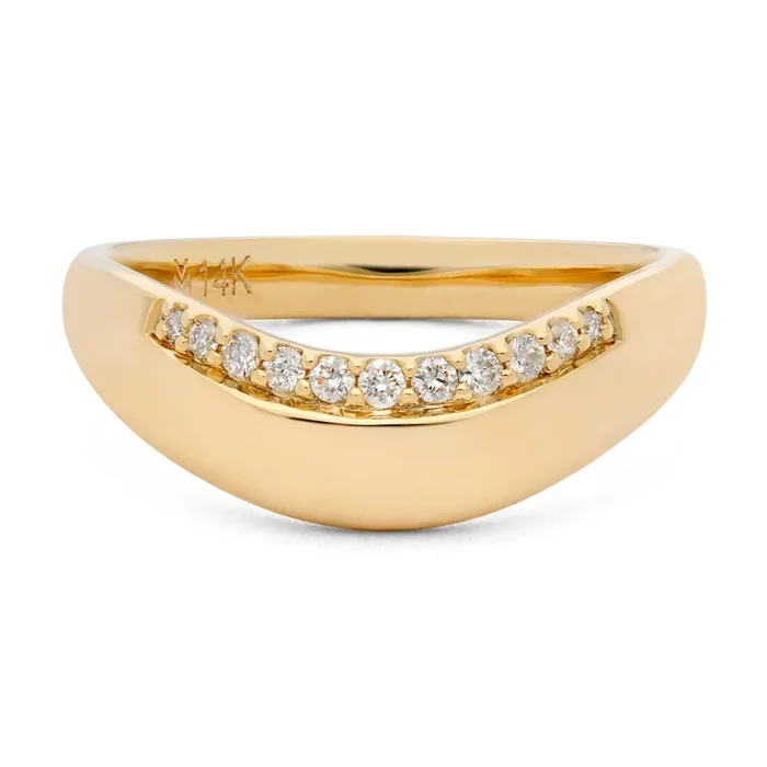 Wide Diamond Wave Wedding Band