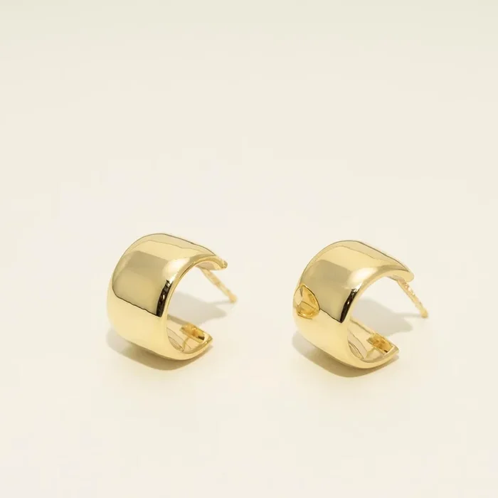 Wide Huggie Hoop Earrings in 14kt Yellow Gold
