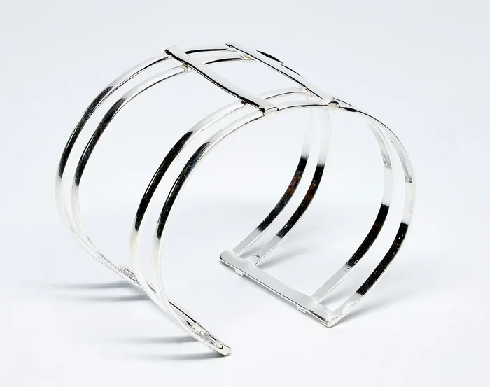 Wide Lined Sterling Silver Cuff