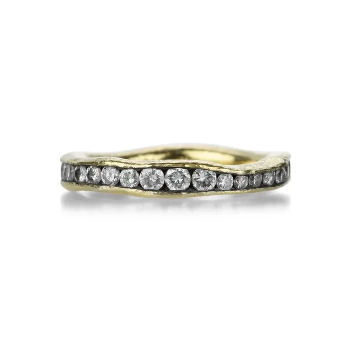 Wide Organic Channel Set Diamond Ring