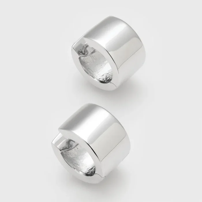 Wide White Gold Earrings