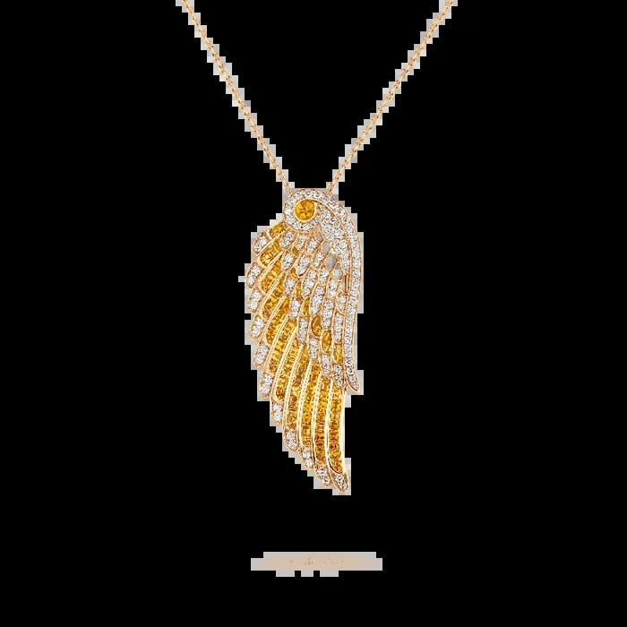 Wings Embrace Yellow Sapphire and Diamond Slider Pendant | In 18ct Yellow Gold