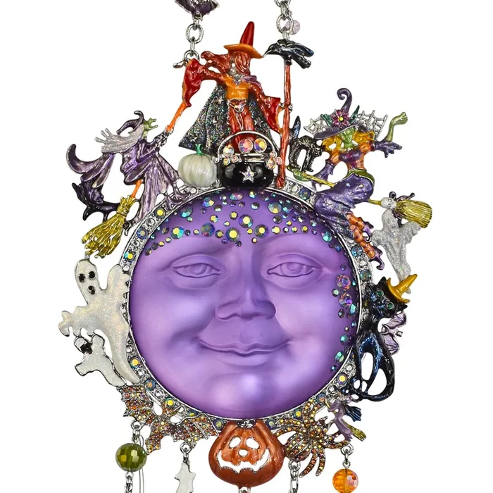 Witch’s Coven Goddess Seaview Moon Wind Chime (Silvertone/Twilight Purple)