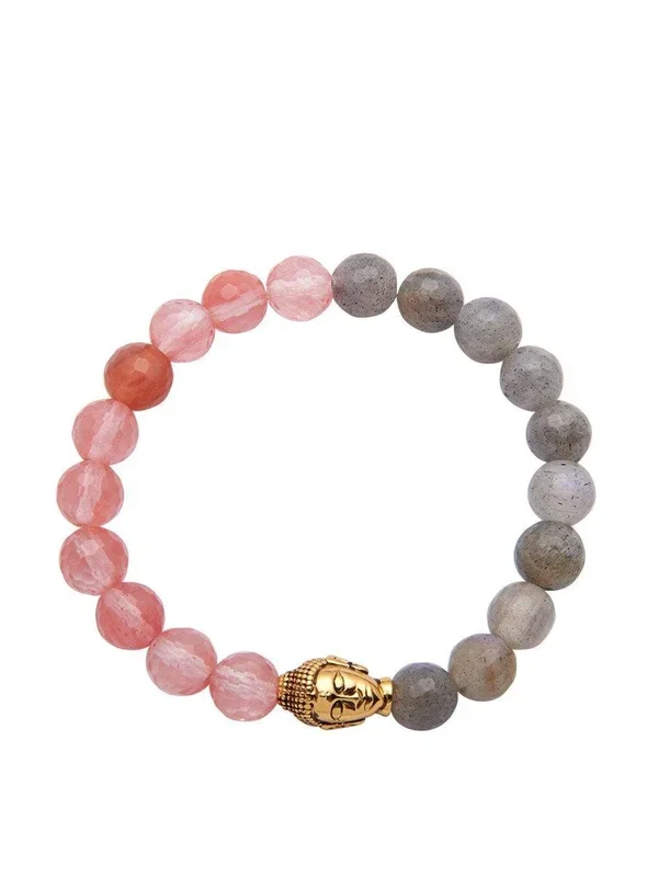 Women’s Bracelet Gold Plated Buddha with Cherry Quartz & Labrodite