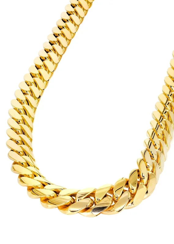 Womens 14K Gold Chain – Solid Miami Cuban Link Chain 14K Gold