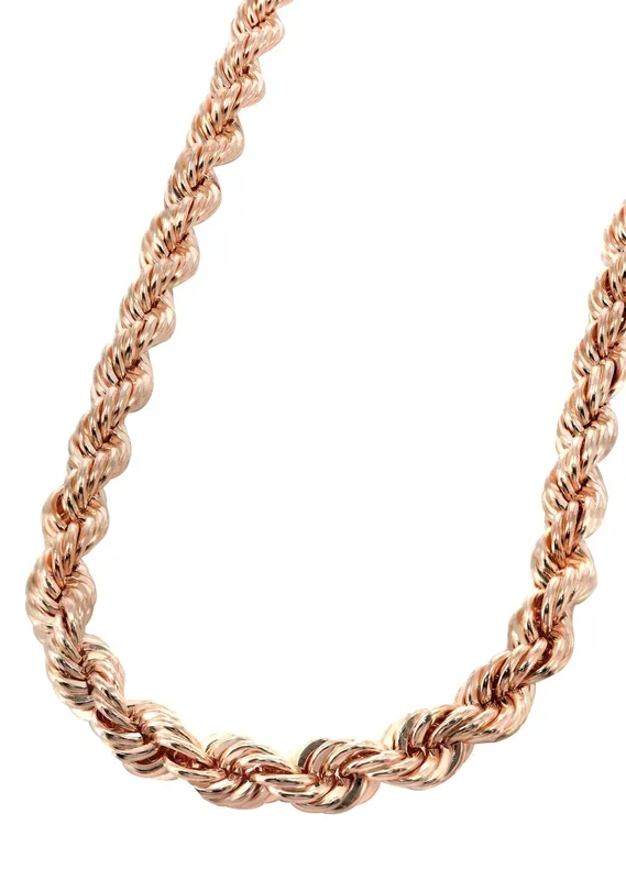 Womens 14K Rose Gold Chain – Solid Rope Chain