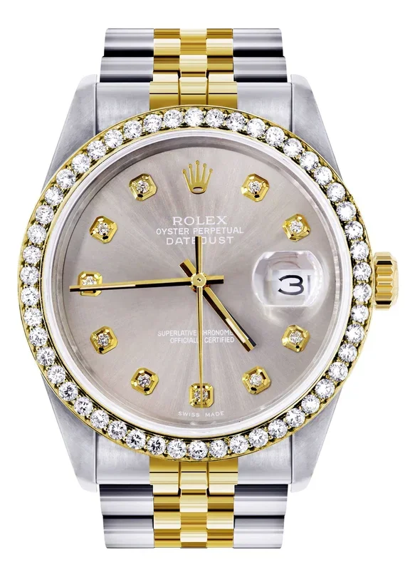 Womens Diamond Rolex Datejust 16233 | 36Mm | Grey Dial | Jubilee Band