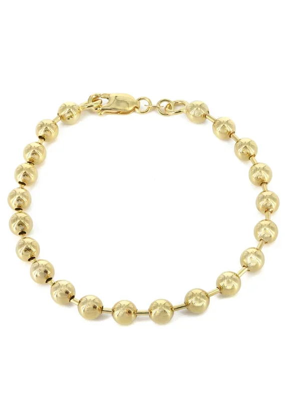 Womens Dog Tag Bracelet 10K Yellow Gold