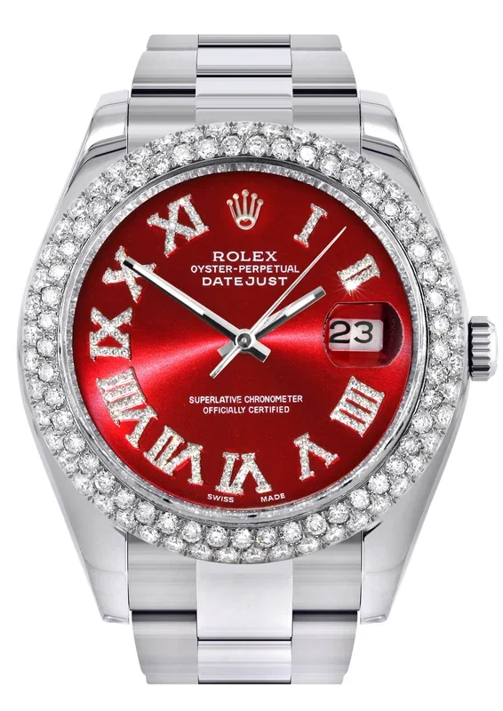 Womens Rolex Datejust II Watch | 41 MM | Red Roman Numeral Dial | Two Row | Oyster Band