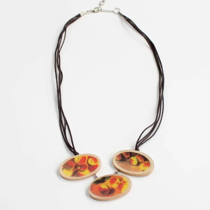 Wooden Peach Trio Necklace