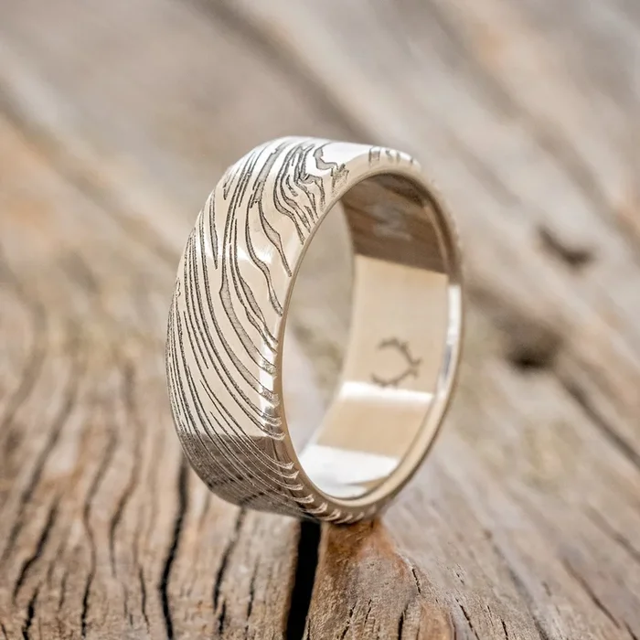 WOODGRAIN PATTERN WEDDING BAND – READY TO SHIP