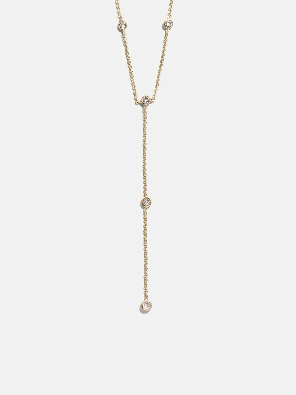 Yasmine Gold Lariat Necklace – Gold/Pavé