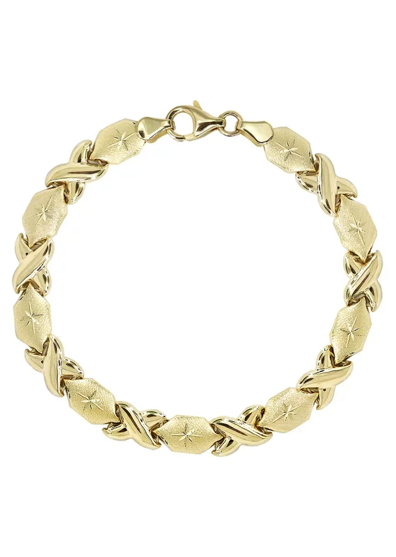 YELLOW GOLD “XO” HOLLOW BRACELET FOR WOMEN | APPX 5.4 GRAMS