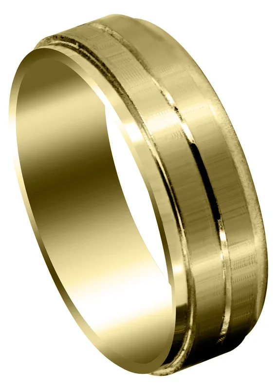 Yellow Gold Basic Carved Celtic Mens Wedding Band | Satin Finish (Lincoln)