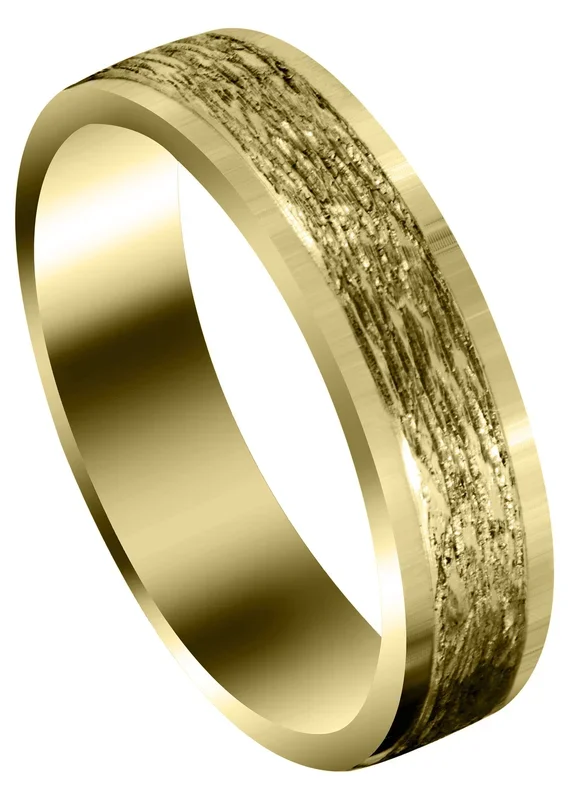 Yellow Gold Carved Diamond Cut Mens Wedding Band | Diamond Cut Finish (Theodore)