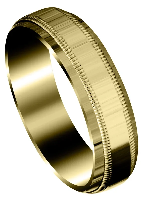 Yellow Gold Carved Simple Mens Wedding Band | High Polish Finish (Nathaniel)