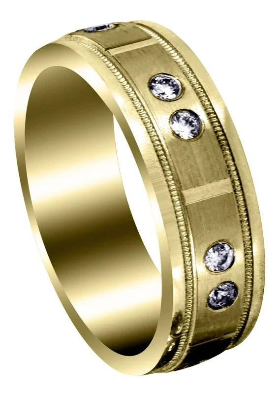 Yellow Gold Classic Diamond Mens Engagement Ring | 0.24 Carats (Chance)