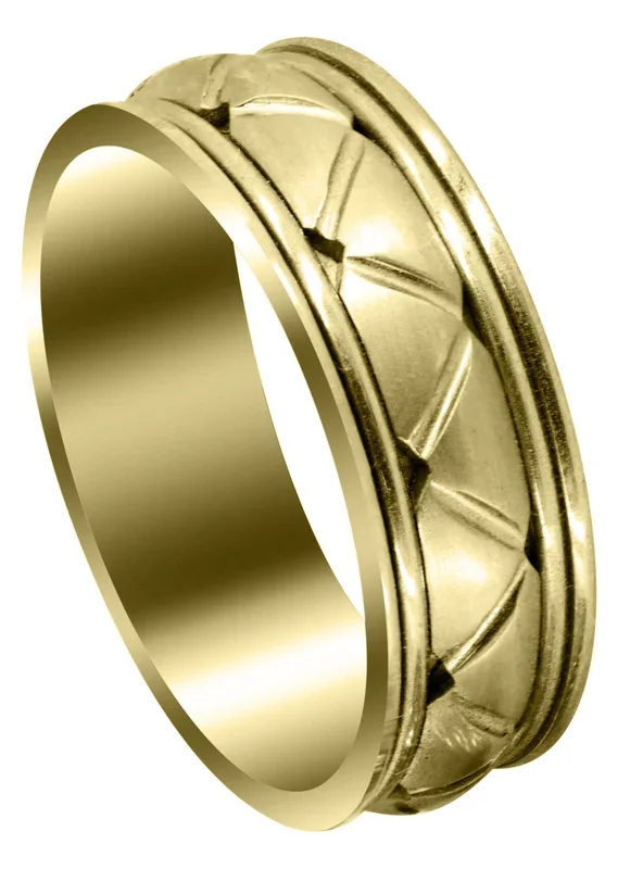 Yellow Gold Contemporary Mens Wedding Band | Satin Finish (Patrick)