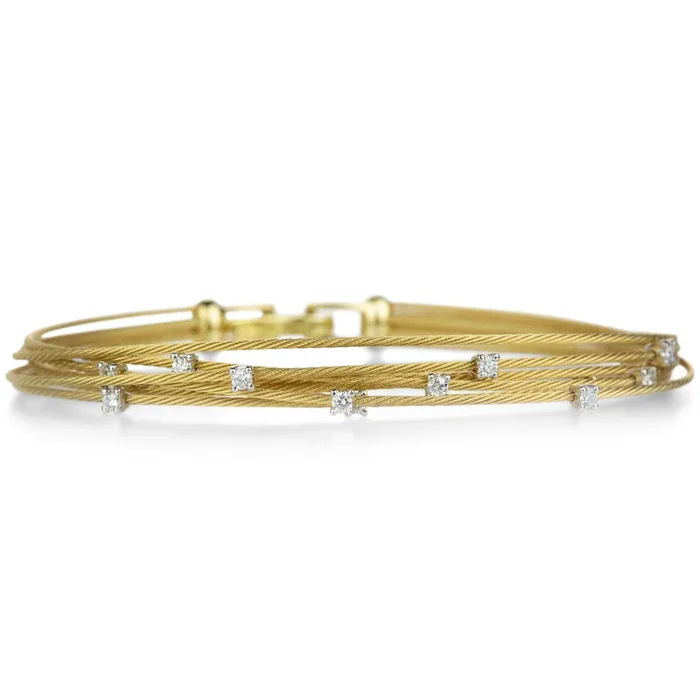 Yellow Gold Diamond Bundle Wire Bracelet