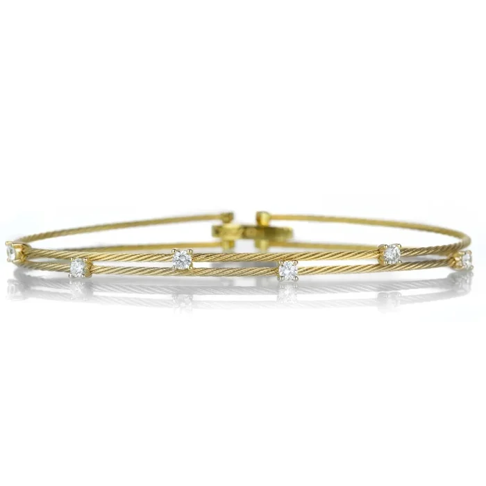 Yellow Gold Double Wire Diamond Bracelet