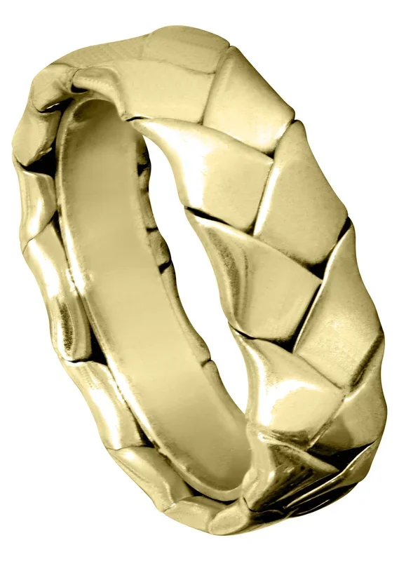Yellow Gold Hand Woven Mens Wedding Band | High Polish Finish (Kingston)