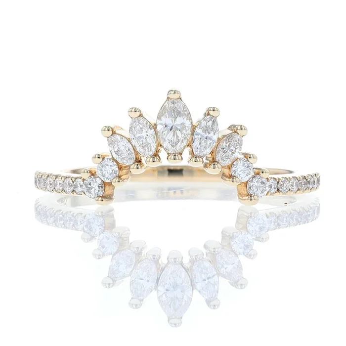Yellow Gold Marquise Contour Diamond Band