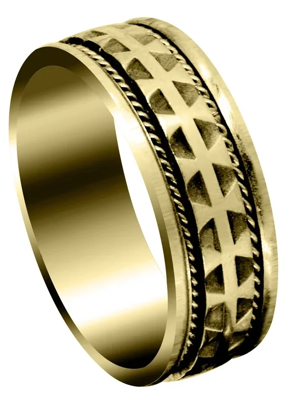 Yellow Gold Modern Mens Wedding Band | High Polish Finish (Carlos)