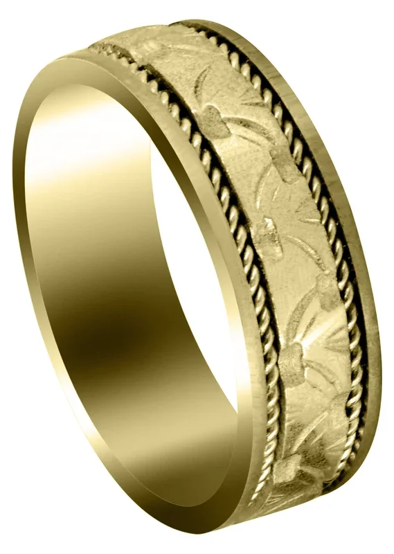 Yellow Gold Modern Mens Wedding Band | Satin Finish (Bennett)