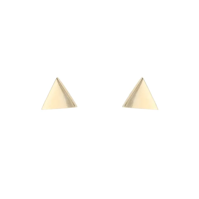 Yellow Gold Triangle Stud Earrings