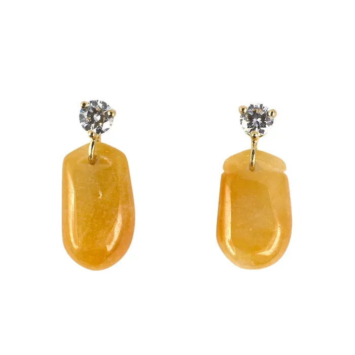 Yellow Jadeite Briolette & Diamond Drop Earrings