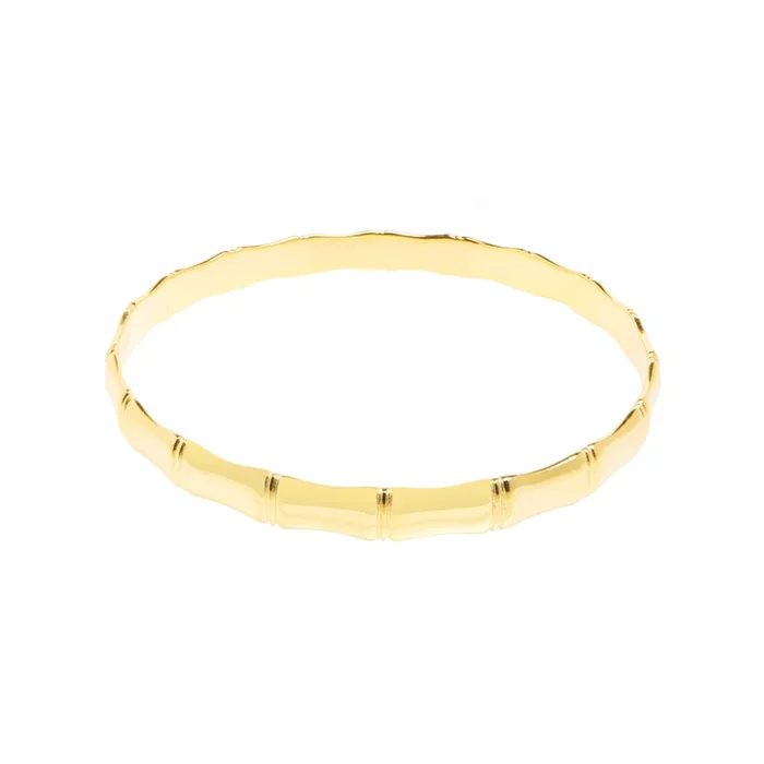 Yellow Silver Bamboo Bangle | 7MM Thickness
