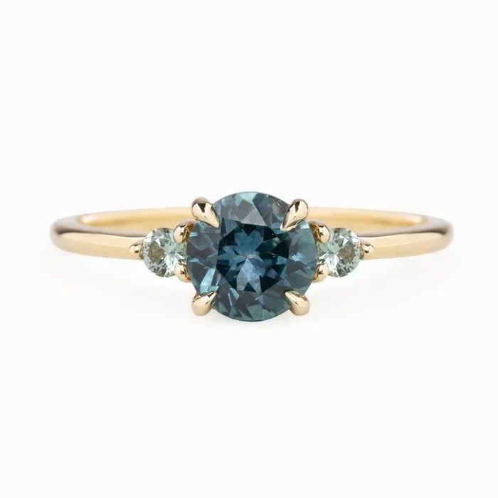【一点物】エミリーグランドリング ・1.18ct・加熱モンタナ産ティールブルーサファイア・K14YG