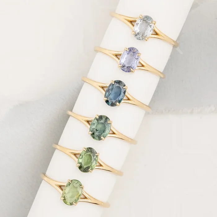 【一点物】カイリーリング ・0.6ct・非加熱マダガスカル産ブルーグリーンサファイア・K14YG