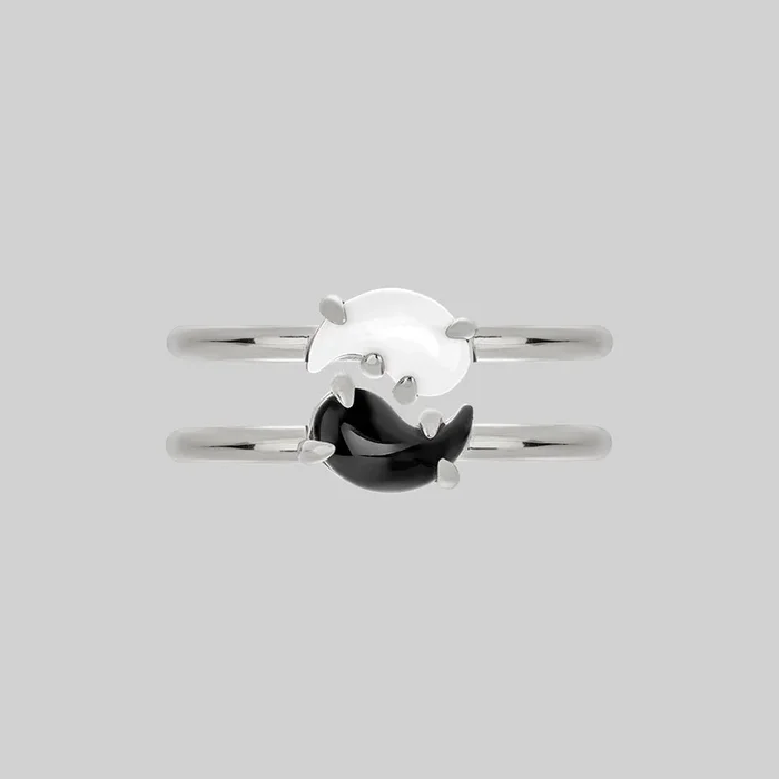 Yin & Yang Gemstone Rings – Silver