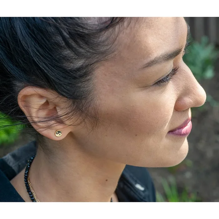Yin and Yang Enamel Stud Earrings