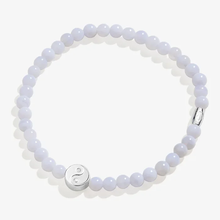 Yin Yang Blue Lace Agate Stretch Bracelet for Balance