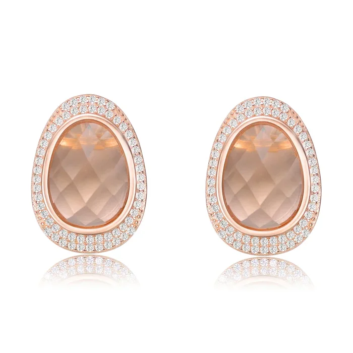 Yvonne Light Peach Oval Shaped Stud Earrings