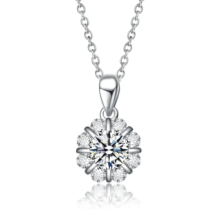 Yvonne Moissanite Flower Pendant Necklace