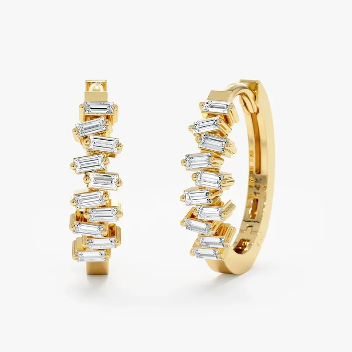 Zig Zag Diamond Cluster Hoops, Helena