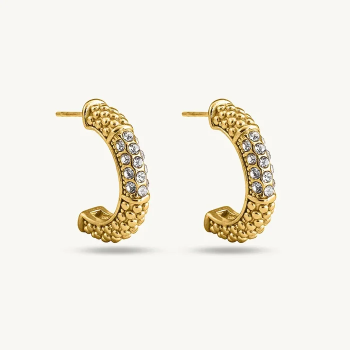 Zircon Encrusted Hoop Earrings